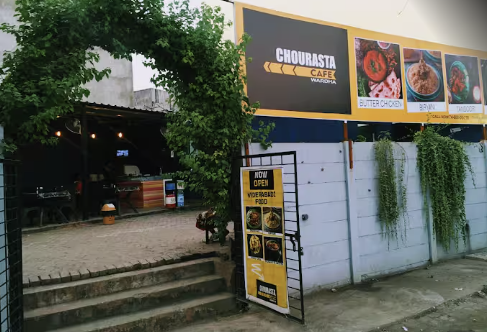 Chourasta Cafe exterior with menu board